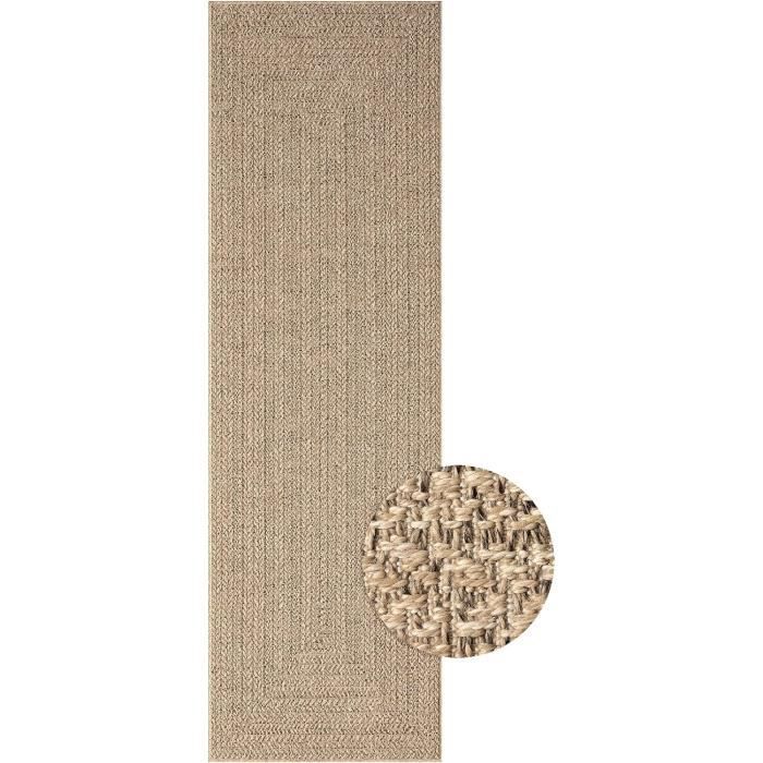 Tapis Extérieur Jute - Look Naturel Résistant Intempéries | 80x150cm - Terrasse, Jardin, Balcon