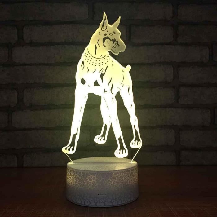 3D Lampe Illusion Optique Motif De Loup Animal Led Veilleuse, Enfants ...