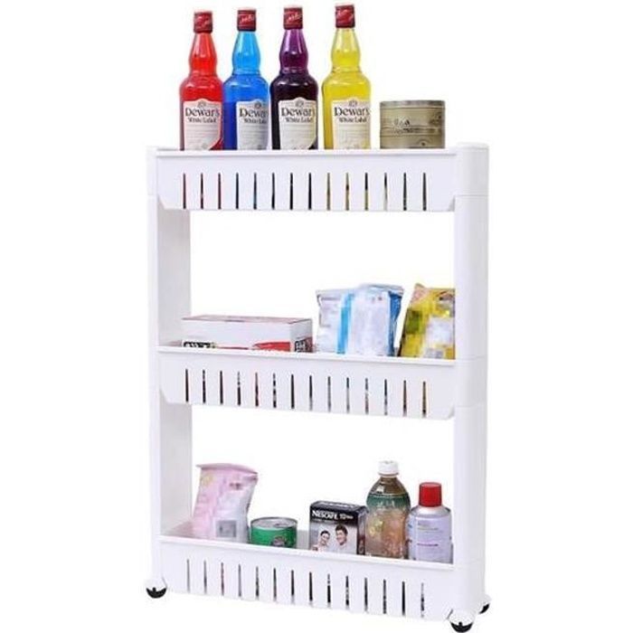Desserte mobilo meuble de rangement modulable 3 étagères 4 roulettes coloris gris anthracite EDA Plastiques