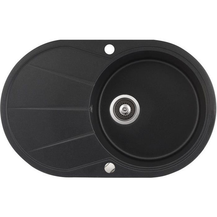 Evier Rond Egouttoir En Granit Noir Cdiscount Bricolage