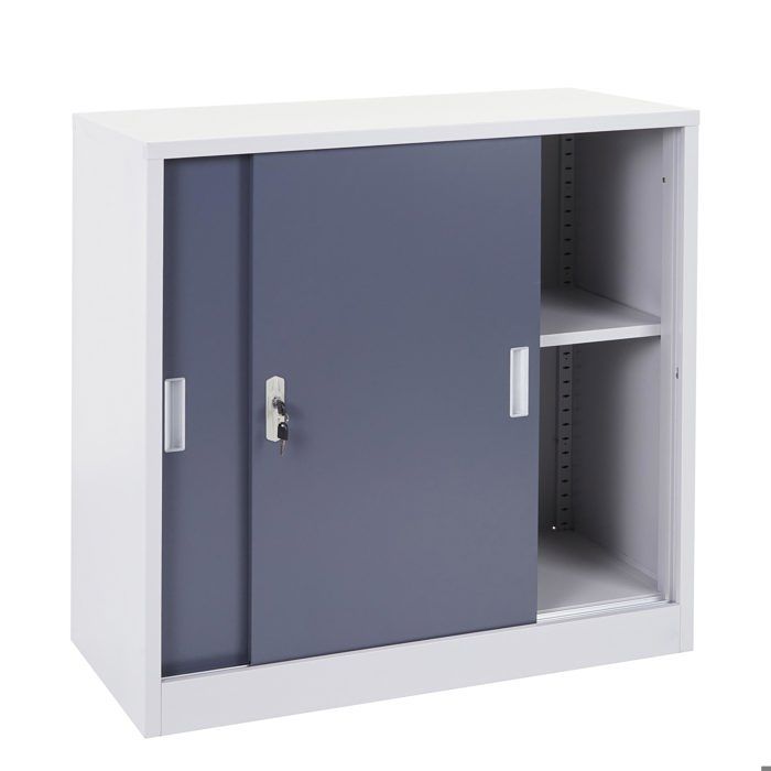 armoire de rangement bureau en acier, avec portes coulissantes 90 par 90 par 45 anthracite