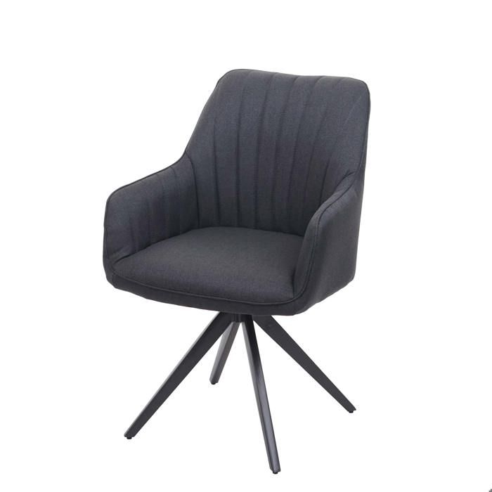 chaise de salle à manger fauteuil de bureau en tissu gris fonce en acier design retro