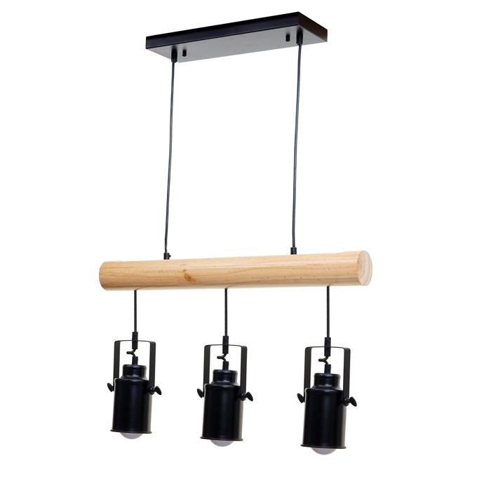 Lampe a suspension design vintage industriel bois massif metal noir 3 abat jour spot 04_0004050 Lampe a suspension design vintage industriel bois massif metal noir 3 abat jour spot 04_0004050
