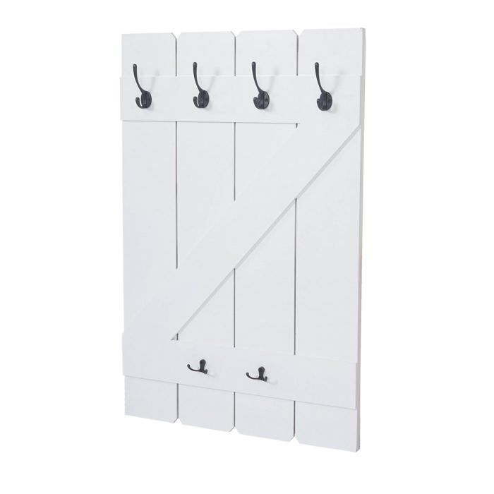 Porte manteau mural panneaux decoratif avec 6 crochets 91x60cm blanc 04_0001011