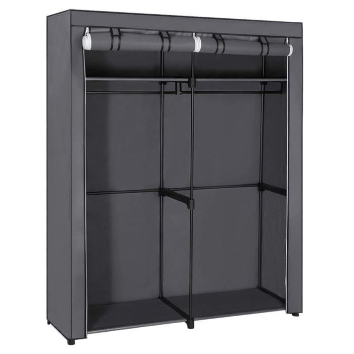 Armoire de rangement penderie portable avec barre de suspension porte