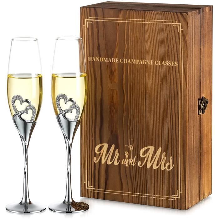 NUPTIO Flute Champagne 50 Ans de Mariage: Lot de 2 Doré Cadeau Mariage