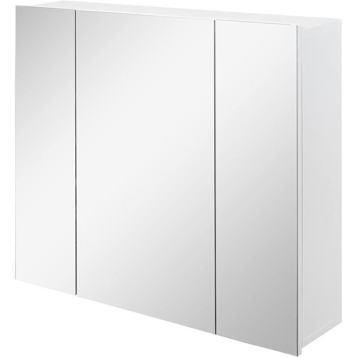 Armoire Murale de Salle de Bain avec 3 Portes Miroir et étagères