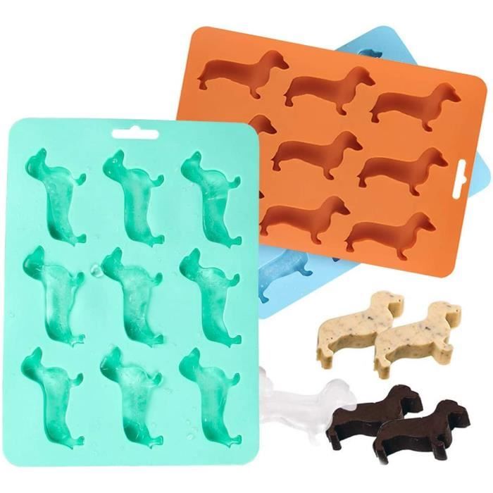 Moule à Glaçons En Silicone Teckel (3 Pièces) - Qualité Alimentaire, Sans BPA - Pour Glaçons, Chocolat, Savon, Pâtisserie