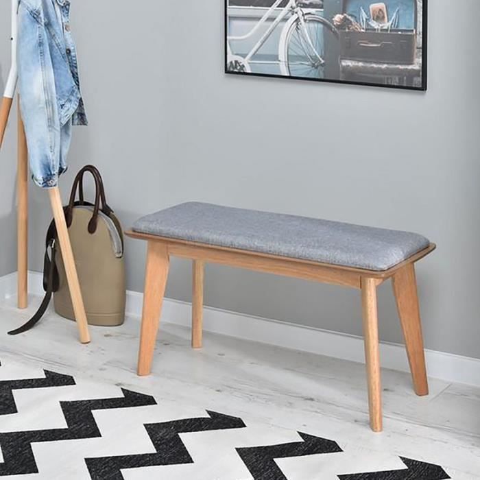 Banc Design Banc En Bois Pilar 90 Cm Gris Bois Du Chene