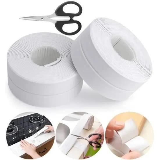 2 pcs Bande D'étanchéité Salle de bains joint silicone blan ruban baignoire PE auto-adhésive cuisine (expedier de la france )