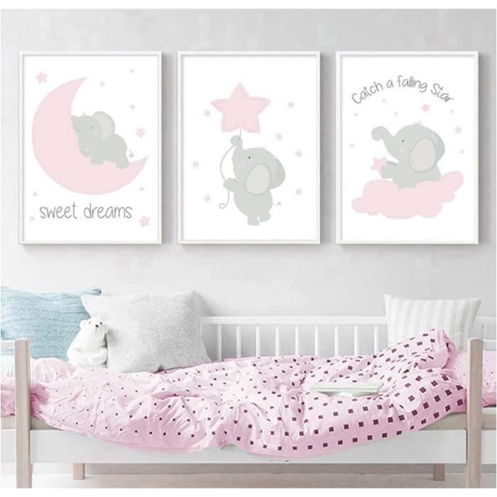 Lot Jeu De 3 Posters Affiches Pour Chambre Bebe Enfant Fille Ou Garcon Decoration Murale Sans Cadre D Etoile 40 50cm Cdiscount Maison