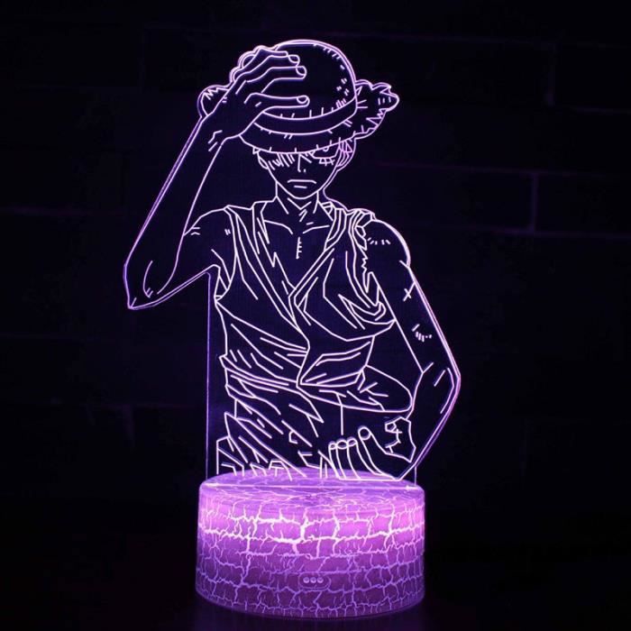 One Piece Luffy Figure 3D LED Lampe,Anime Lampe de Table USB