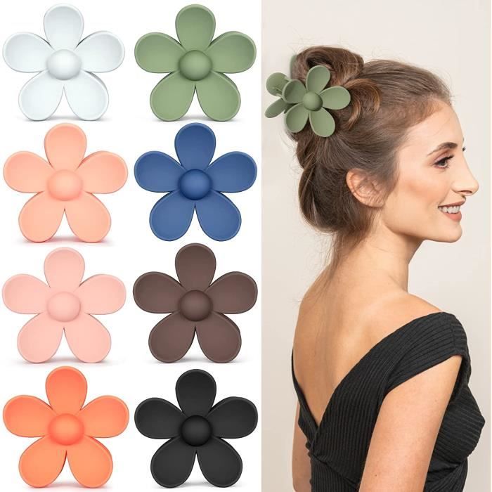 Lot De 6 Pinces à Cheveux En Forme De Fleur - Acrylique, Pour Cheveux épais Ou Fins, Neuf