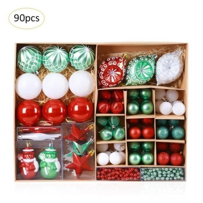 Boules De Noël Valery Madelyn - Lot De 90 Pièces - Rouge, Vert, Or - En Plastique Incassable - Pour Sapin Et Décoration - 2