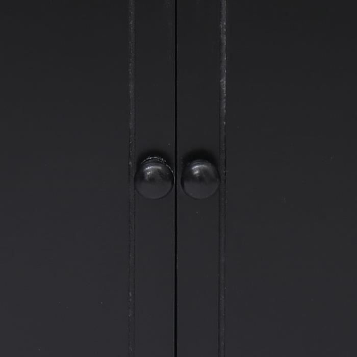 Armoire latérale Noir - Bois de Paulownia - 60x30x75 cm - 2 tiroirs et 1 compartiment avec portes