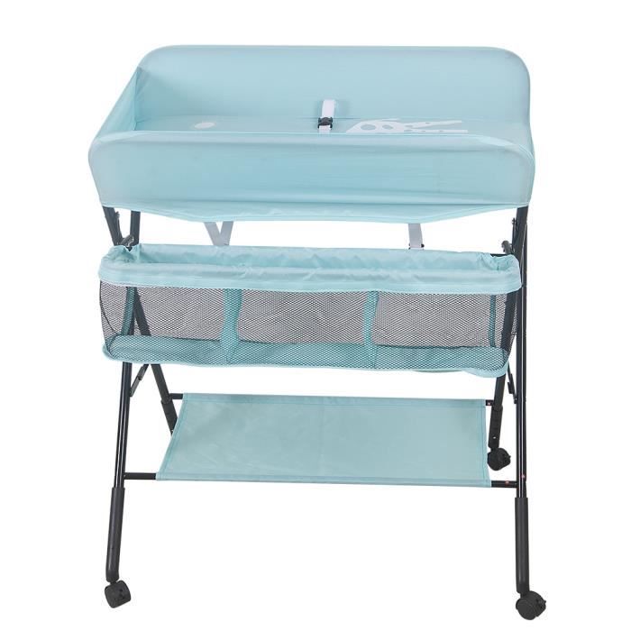 Table à Langer pour Bébé Pliable avec Panier de Rangement80*66*98cm (Bleu ciel) - Laizere