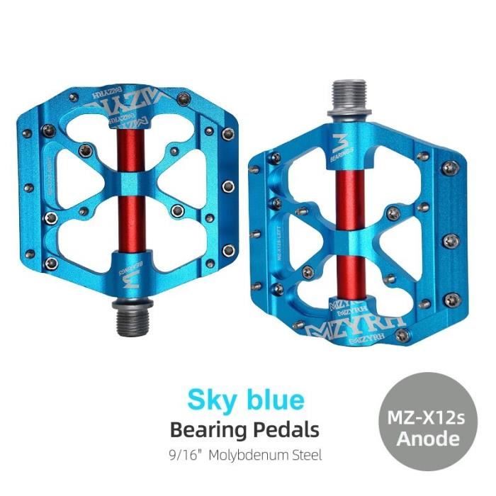Pédales Plates MZYRH GPMTER Pour VTT – Noir – 9/16 Pouce – Aluminium
