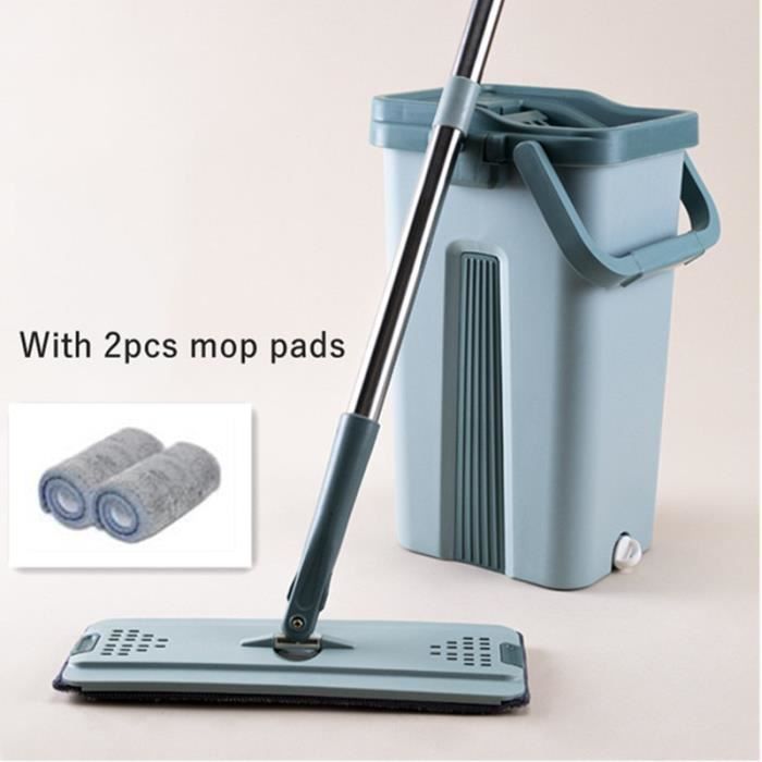 Serpillère,Balai serpillère à plat avec tampon microfibre et seau  automatique, pour le nettoyage humide-à - Type Green 2 mop pads - Cdiscount  Maison