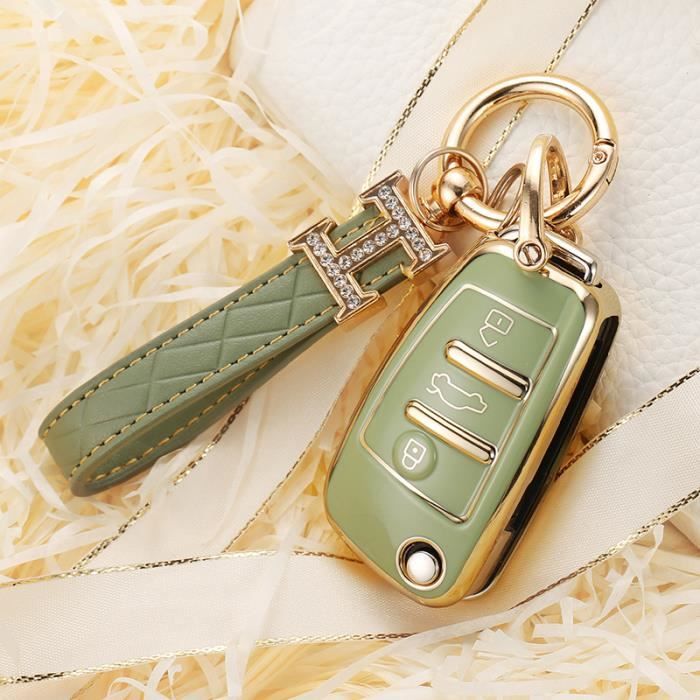 vert et porte-clés - Étui de protection de clé de voiture en TPU pour Audi  A3 A4 A5 A6L C6 8L 8P B6 B7 B8 C6