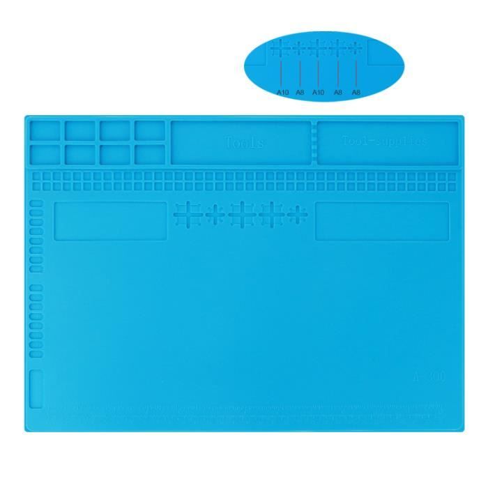 Tapis De Soudure En Silicone Magnétique - Résistant à 500°C, Antistatique, Avec Règle Et Zones De Rangement Pour Réparations électroniques