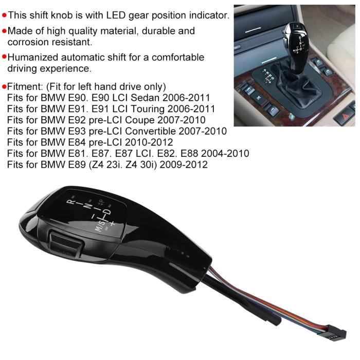 Pour F30 Style LHD Kit de modification de pommeau de levier de vitesse automatique à LED pour BMW E90 E92 E84 E89 (noir de jais)