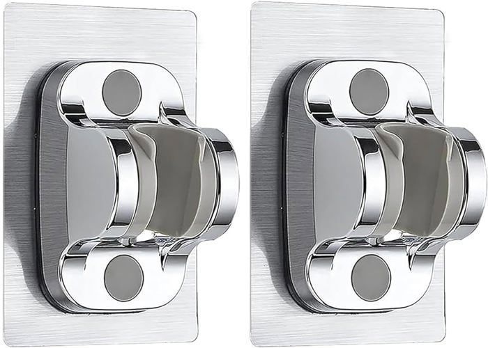 Lot de 2 support douche sans percage,porte pommeau de douche,fixation pommeau de douche,accroche pommeau de douche(argent)