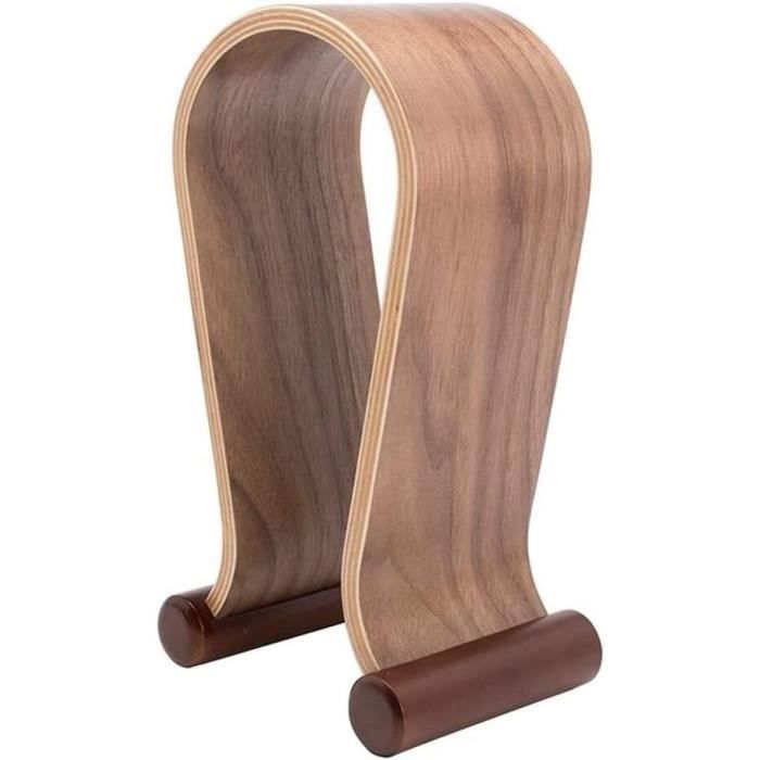 Support Casque Audio En Bois De Noyer – ONEGenug – Design Trépied Laqué (neuf)