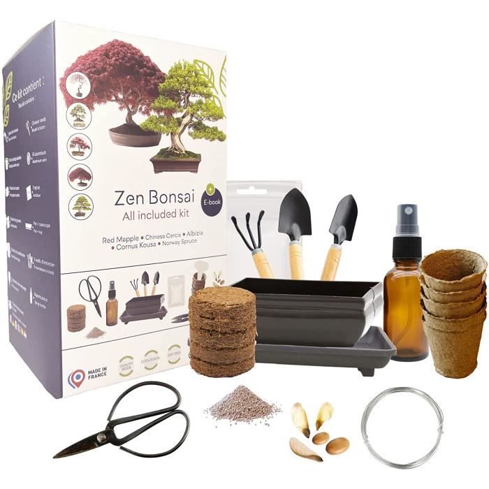 CULTIVEA Kit Bonsaï Premium Prêt à Pousser Entretien de vos bonsaïs et plantes Fil, Engrais, Outils, Ciseaux Ronds, Petits Ciseaux