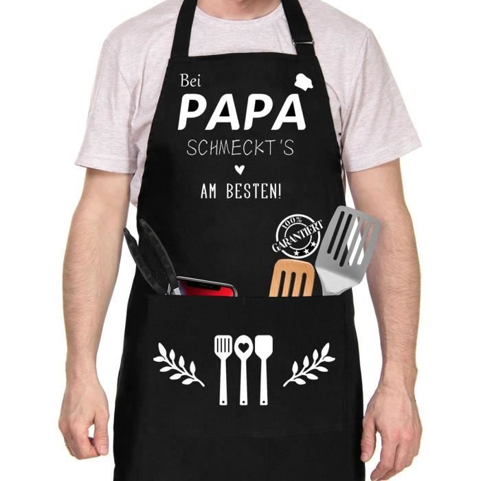 DPKOW Grembiule Da Cucina Per Papà 'Super Papa' – Regalo Per Festa Del Papà, Compleanno, Natale – Con Tasca, Regolabile, Impermeabile, Adatto Per Giardinaggio E Barbecue