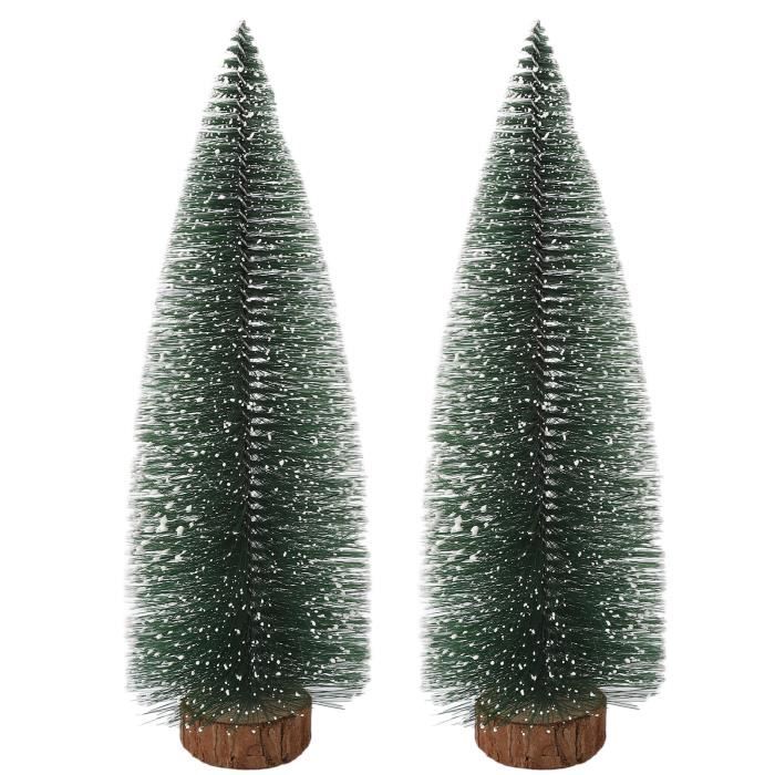 Lot De 9 Sapins De Noël Miniatures Avec Base En Bois - Hauteurs 10, 16, 22 Cm - Décoration De Table, Vitrine Ou Cheminée - 1