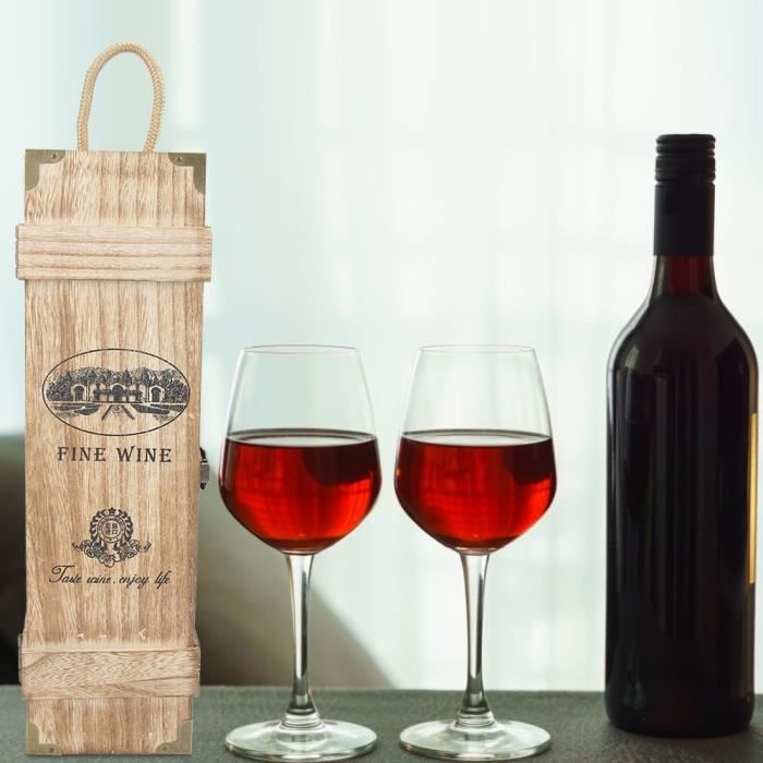 LON Boîte à vin rouge rétro en bois délicat, conteneur de rangement