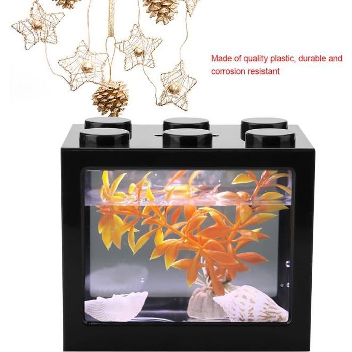 Meilleurs prix pour VIE Aquarium complet avec pompe, filtre et éclairage LED, environ 12 * 8 * 10.5cm (noir) FD017