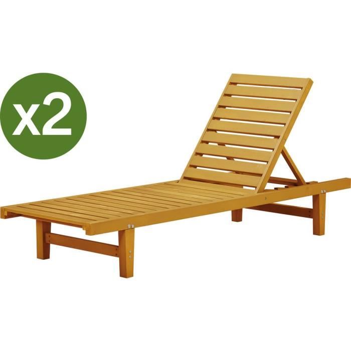 Deuba Chaise longue en bois Queen Mary Transat Bain de Soleil Jardin Siège Relax bois 
