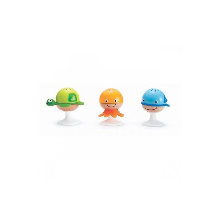Hochets animaux marins a ventouse - HAPE - Jaune - Bois