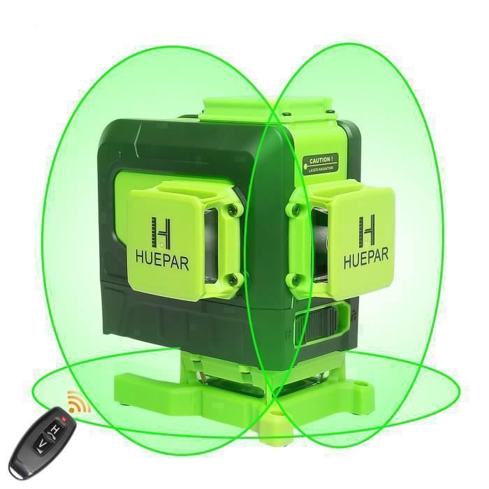 12 Lignes 3D Niveau Laser En Croix Huepar Ligne de Faisceau Vert  Multifonction avec Télécommande et Batterie Li-ion Pour Carrelage -  Cdiscount Bricolage