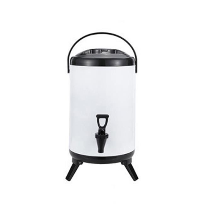 Distributeur Boissons Isotherme 8L Acier Inox 304 – Double Paroi – Chaud/Froid – Noir – Thé Lait Café Commercial