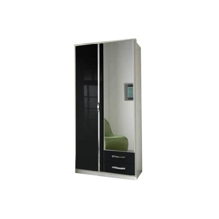 Armoire Penderie Kroos 2 Portes Miroir Et 2 Tiroirs Corps Blanc