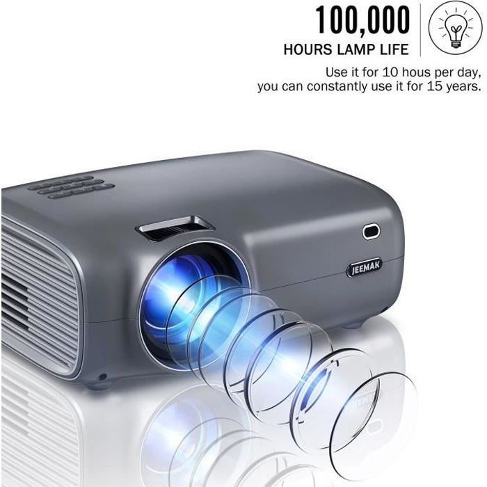 JEEMAK 6000 Lumens Mini VidéoProjecteur portable 1080P Full HD