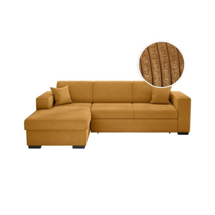 Canapé d'angle Jaune Velours Moderne Confort