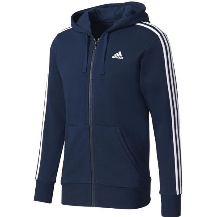 Adidas Performance Veste Essentials 3 Stripes Fz Hood French Terry