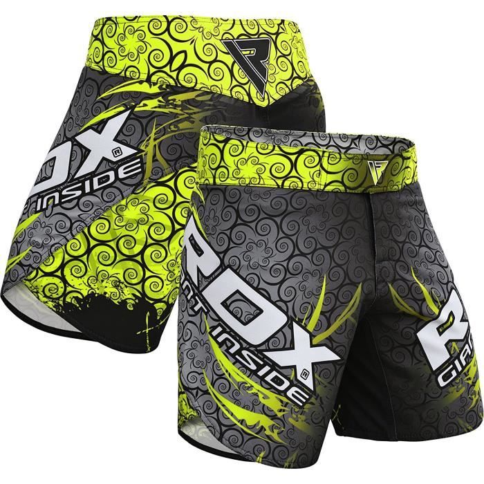 Short Entraînement Mma Cordon Serrage Poche Short RDX MMA - Parfait Pour L' Entraînement, Grappling Et Sports De Combat - Confortable Et Résistant Vêtement Sport Combat Durable