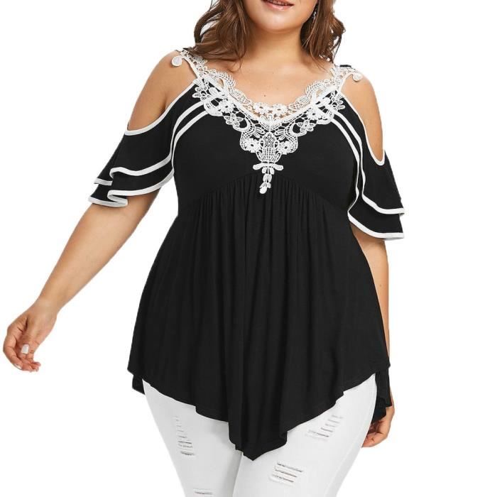Blouse femme T shirt en dentelle pour femmes blouse ample grande