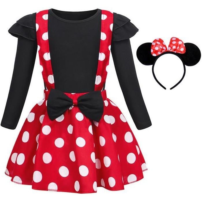 Robe Princesse Rouge AMZBARLEY Manches Longues Bowknot Pois Serre tete Mini Mouse Ears Cdiscount Jeux Jouets