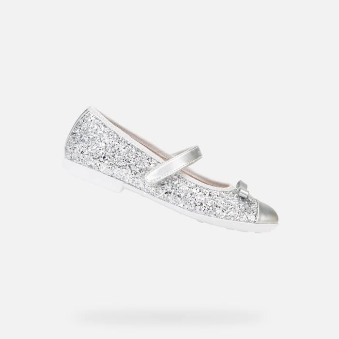 Ballerines Fille Geox JR PLIE Argent Gris Respirantes et Glamour
