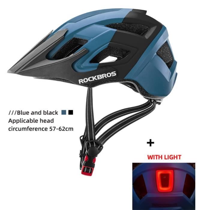ROCKBROS Casque Vélo LED Rechargeable – 57-61 Cm, Lumière Avant/arrière, 3 Modes, Batterie 1800mAh