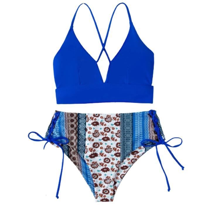 Minetom Women's Boho Vintage Two Piece Push Up Bikini Set Set