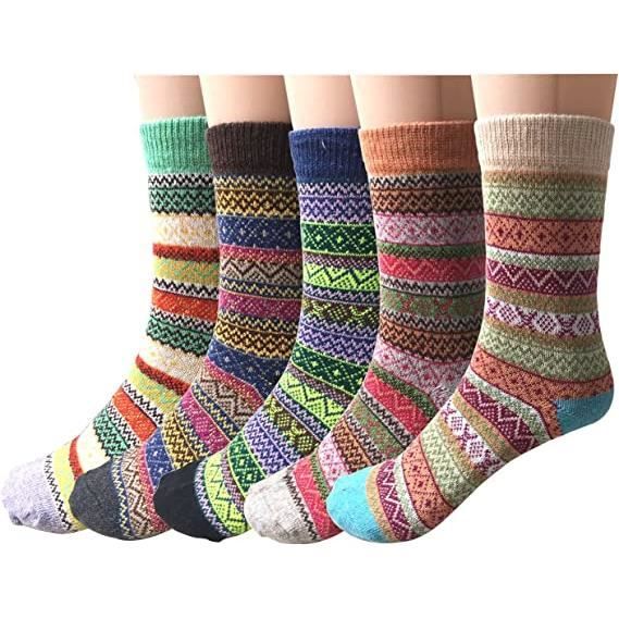 Chaussettes Femme Hiver Chaudes en Laine Coton Fantaisies 5paires Multicolore Taille Unique Multicolore Cdiscount Pret a Porter