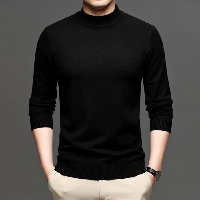 Baxboy Pull En Tricot Homme Coupe Ajustée Col Rond - Moderne Noir, Maille Fine Et Confortable