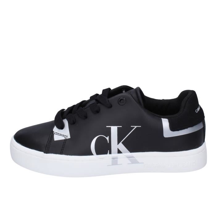 CALVIN KLEIN JEANS Basket Sneakers Sport Running Femme Noir Cuir BF800