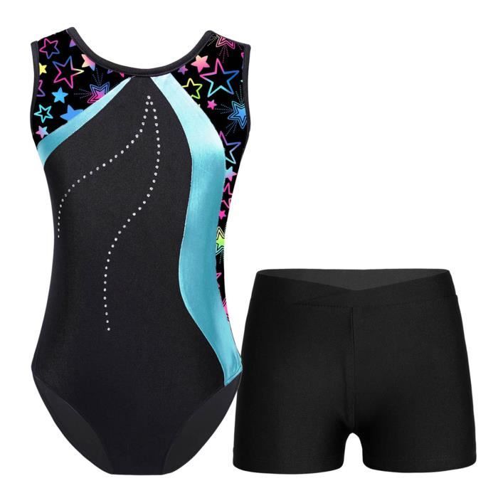 Justaucorps De Gymnastique Pour Fille - Ensemble Sport Avec Short, Legging Et Chouchou (4 Pièces) - 1